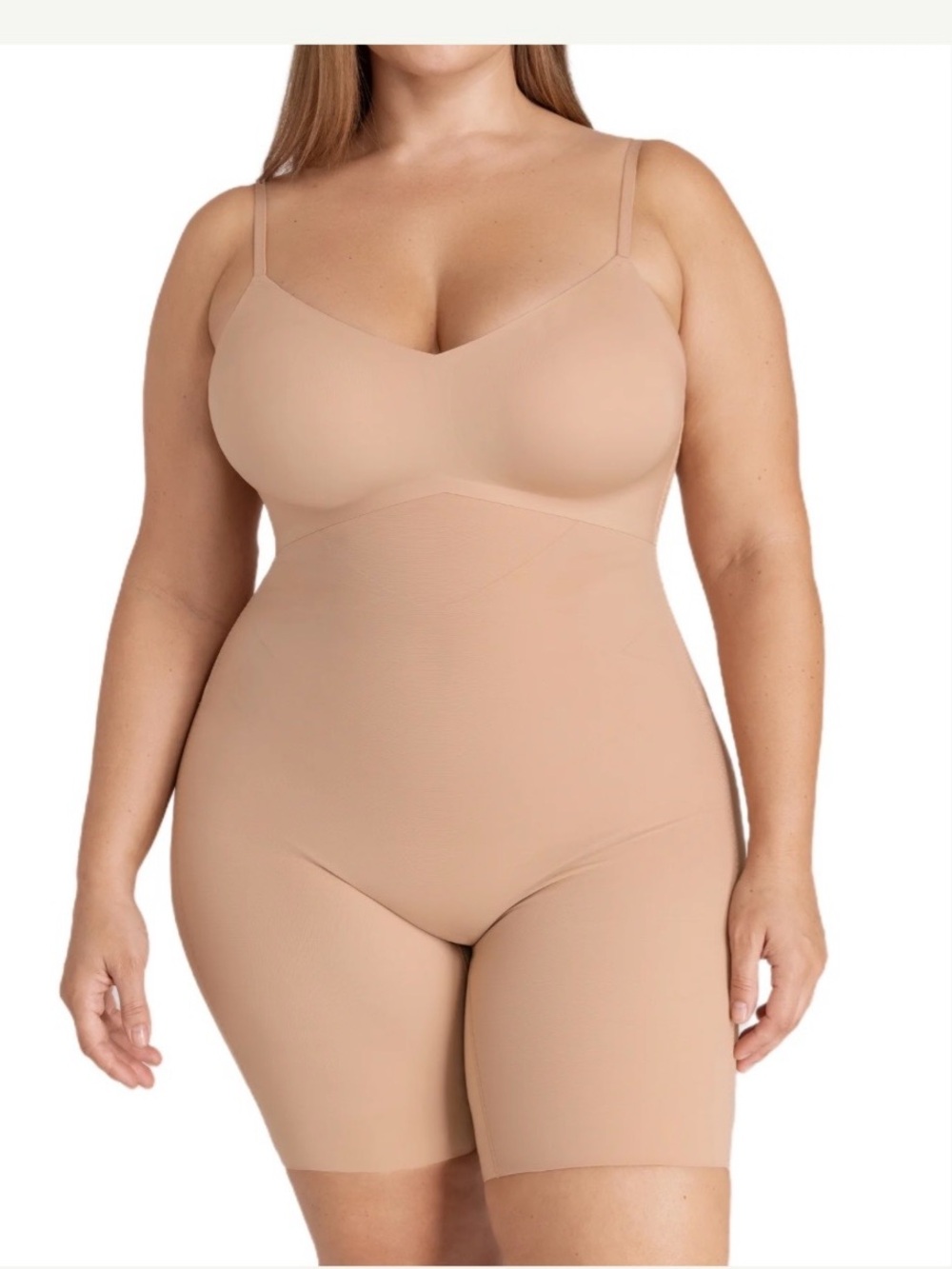 Honeylove Mid-Thigh Bodysuit tan beige